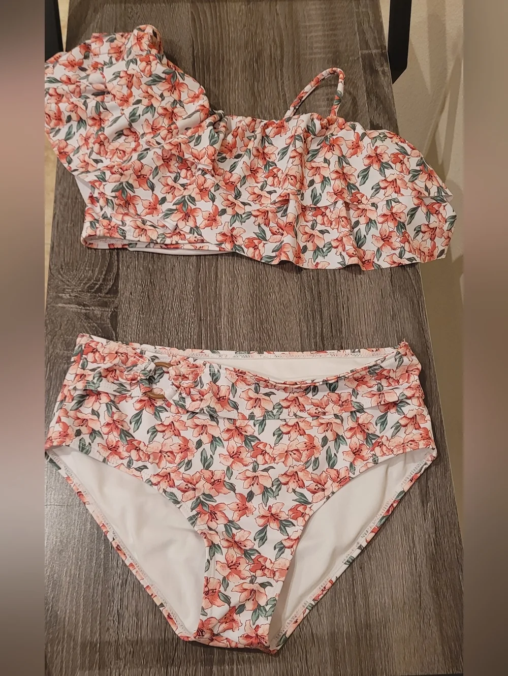 Janie And Jack Floral Ruffle Two-Piece Bikini Set - Size 12 - Picture 1 of 7